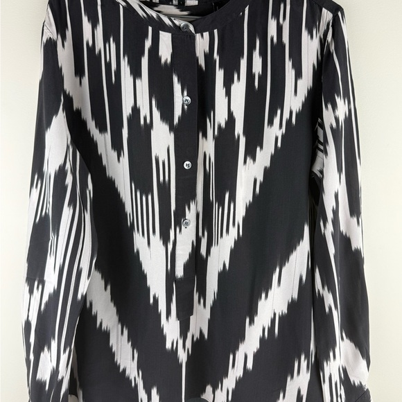 Theory Monochrome Ikat Print Silk Blouse - Picture 2 of 9